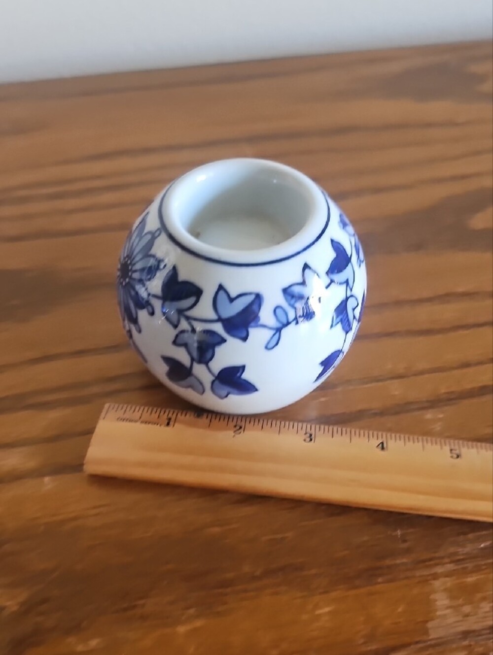 Centrum Ceramic Co. Blue & White Floral Round Tea Light Holder Tote 11 - Picture 4 of 5
